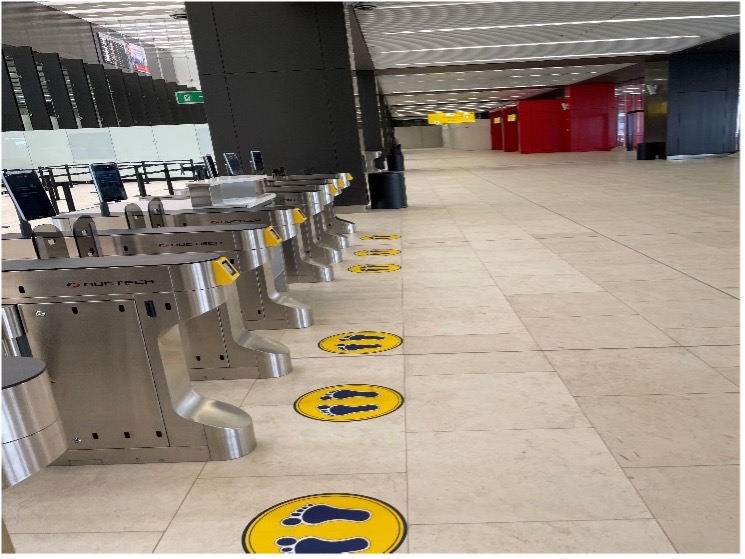 Automated access to the check-in and security areas at the new terminal in the Tijuana airport (temperature measurement point).